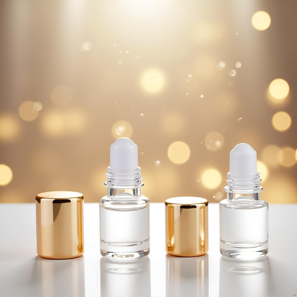 12 Pcs 1ml Gold Mini Glass Roll on Bottles Roller Refillable Essential Oil Aromatherapy Sample Vials Roller Bottles Beauty Personal Care Container