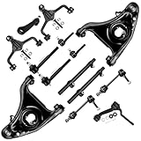 SOSOPART 14pc Set Suspension Kit Lower Upper Control Arm Tie Rod End Adjusting Sleeve Sway Bar Pitman Idler Arm Replacement For 1998-2002 For Ford Crown Victoria For Lincoln Town Car