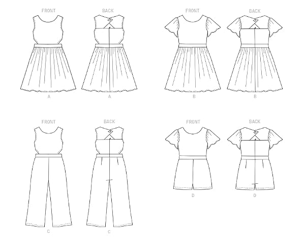 Butterick Easy to Make Girls' Dress, Jumpsuit and Romper Sewing Pattern Packet, Design Code S9127, Sizes 7-8-10-12-14, Multicolor by Butterick - Used condition - Image 3