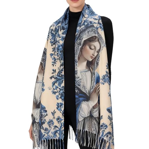 Riletese Virgen de Guadalupe Prayer Shawl Scarf Catholic Gifts For Women Mom Mexican Virgin Mary Pashmina Scarves Wrap (Rose)