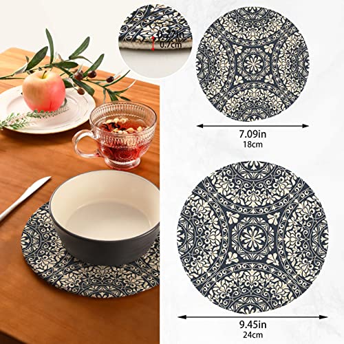 Alaza Paisley Flower Grey Mandala Pot Holders Trivets Set 2 Pcs,Potholders For Kitchens,Cotton Coasters Trivets For Hot Dishes/Hot Pots And Pans/Hot Pot Holders #TOP2