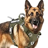 BARKBAY Service Dog Vest Tactical Dog Harness Medium Large Sized Dog Tags Personalized No Pull Adjustable Harness Reflective K9 Working Training Easy Control Military MolleSystem(Army Green,L)