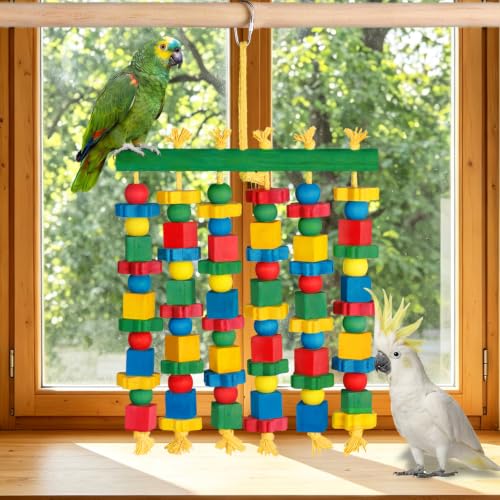 Large Parrot Toy, Natural Wood Bird Toys Bird Chewing Toys for Macaws, African Grey, Cockatoos, Amazon Parrots, Conures, Lovebirds, Budgies - Image 3