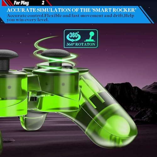 Image of Degulan Wireless Controller Compatible with PS-2 Console, Remote Gamepad for Play 2 (Green and Blue)