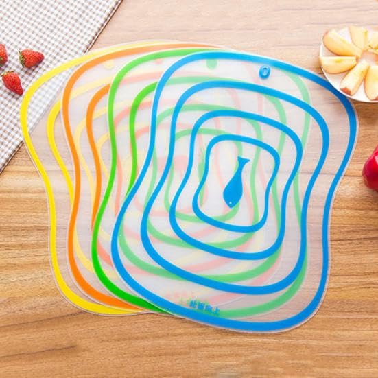 Image of 2Pcs Flexible Non Slip Cutting Mat for Kitchen, Food Grade Plastic Chopping Board Sheet for Fruits, Vegetables & Meat, Reusable Foldable Easy Clean Cutting Pad (Multi Color)