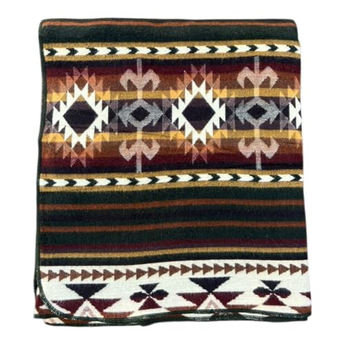 Image of Alpaca Wool Blanket, Queen Size 94 x 78, Reversible 2 in 1, Thick and Ultra Soft, Hypoallergenic, Non-Itchy, Handmade in Ecuador. Premium Alpaca Wool (Green)