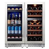 Ca'Lefort Wine and Beverage Refrigerator, 15" Wine Cooler and 15" Beverage Fridge Side-by-Side for C