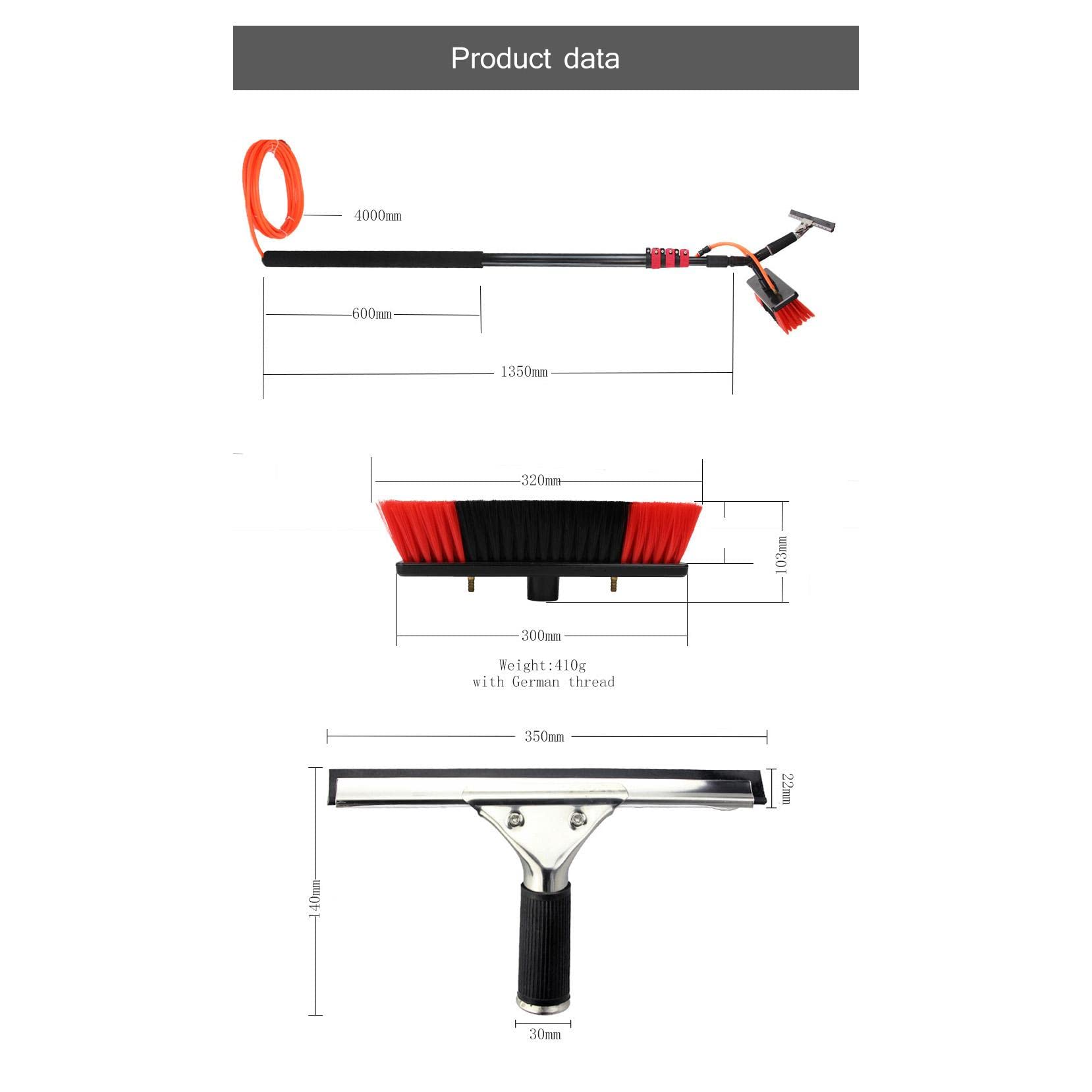 Spazzola per la pulizia delle finestre da 35 cm con manico estensibile, versatile per la pulizia del tetto delle serre, ideale per la pulizia dei pannelli solari, strumento efficiente per la casa e il