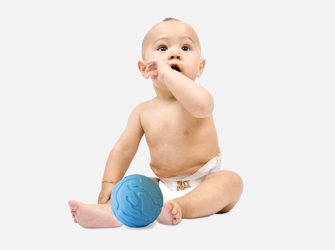 LUDI - 3 Balles Sensorielles Souples Texturées - Jouet D'Éveil Bébé - Dès 6 Mois - Développe Le Toucher, La Motricité Fine & Le Bien-Être - Diamètre : 8 & 15 cm - Bleu & Jaune