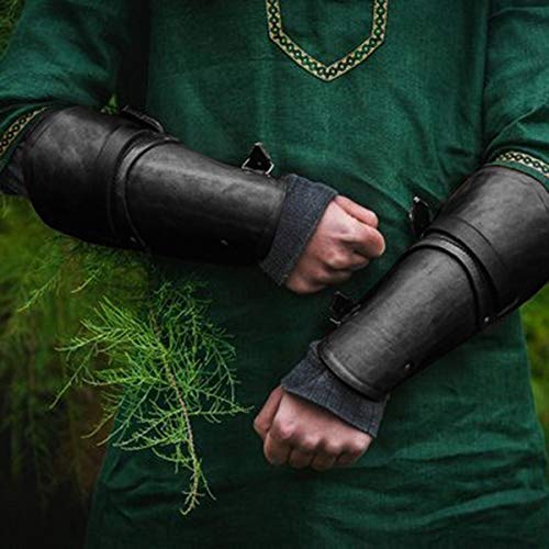 Syktkmx Faux Leather Armor Gauntlet Bracers Viking Gauntlet Wristband Medieval Costume Arm Cuff Punk Gothic Vambraces #TOP2