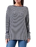 Timezone Damen Drawstring Longsleeve T-Shirt, Blue Grey Stripe, S