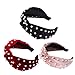 Produktbild Gobesty Breite Perle Stirnbänder, 3pcs Knoten Perle Samt Stirnband Frauen Mädchen Head Hoop Headwear Haarband für Hochzeitsfeier, schwarz rot & dunkelrosa