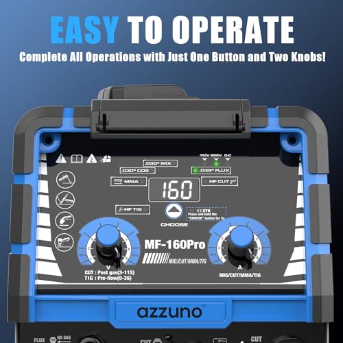 Image of AZZUNO Plasma Cutter Welder Combo 160A, 5 in 1 Plasma Cut /Gas MIG /Flux MIG /HF TIG /Stick Welder Machine, 110V /220V Multiprocess Welding machine(Light Grey)
