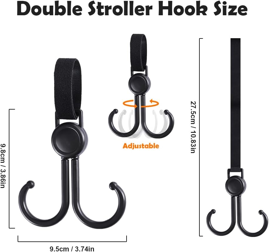 Abnaok Stroller Organizer Bag for Doona with 2PCS Double Stroller Hook, Infant Car Seat Stroller,Large Capacity Diaper Bag, Stroller Accessories Easy Access Zipper Design