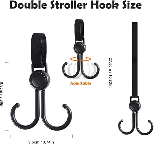 Miniatura 4 de Abnaok Bolsa organizadora de cochecito para Doona con 2 ganchos dobles para cochecito, cochecito de asiento de automóvil infantil, bolsa de pañales