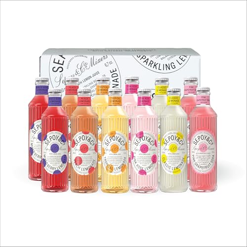 Image of Sepoy & Co. Sparkling Lemonades Tasting Pack (Pack of 12 X 200ml) | Low Calorie | Assorted Lemonades | Premium Cocktail Mixers | Flavoured & Aerated Drink