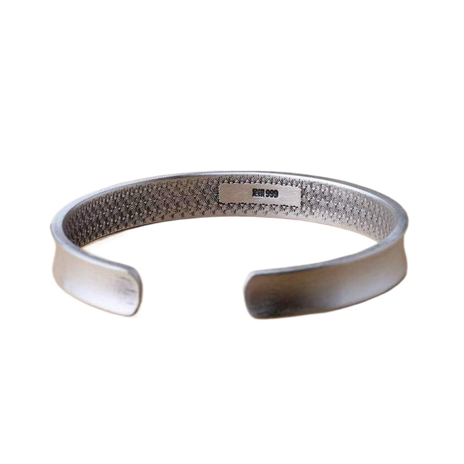Bracciale in argento, bracciale rigido alla moda, bracciale rigido con metodo in argento 999 Detti buddisti concavi femminili Bracciale aperto in argento I braccialetti da 23 g possono essere regalati