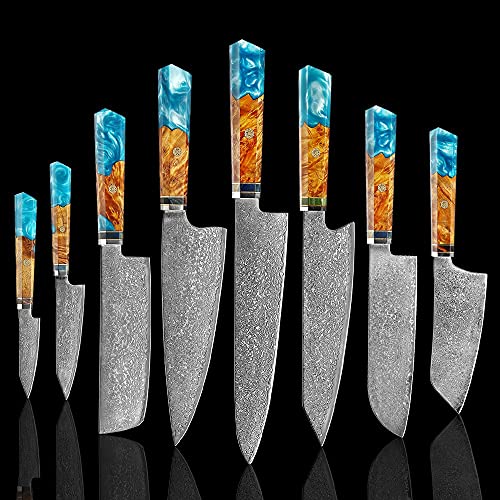 Set Cuchillos Cocina 8 Piezas Acero Damasco