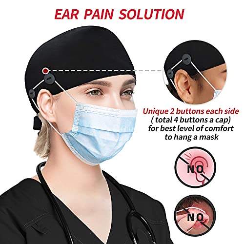 Image of ABAMERICA Working Caps with Button and Sweatband, Adjustable Working Hats for Women Men, One Size(Tie Back or Toggle)