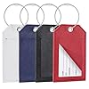 4 PU Luggage Tags with Personal Information Card Labels for Suitcases and Travel Bags