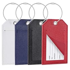 4 PU Luggage Tags with Personal Information Card Labels for Suitcases and Travel Bags