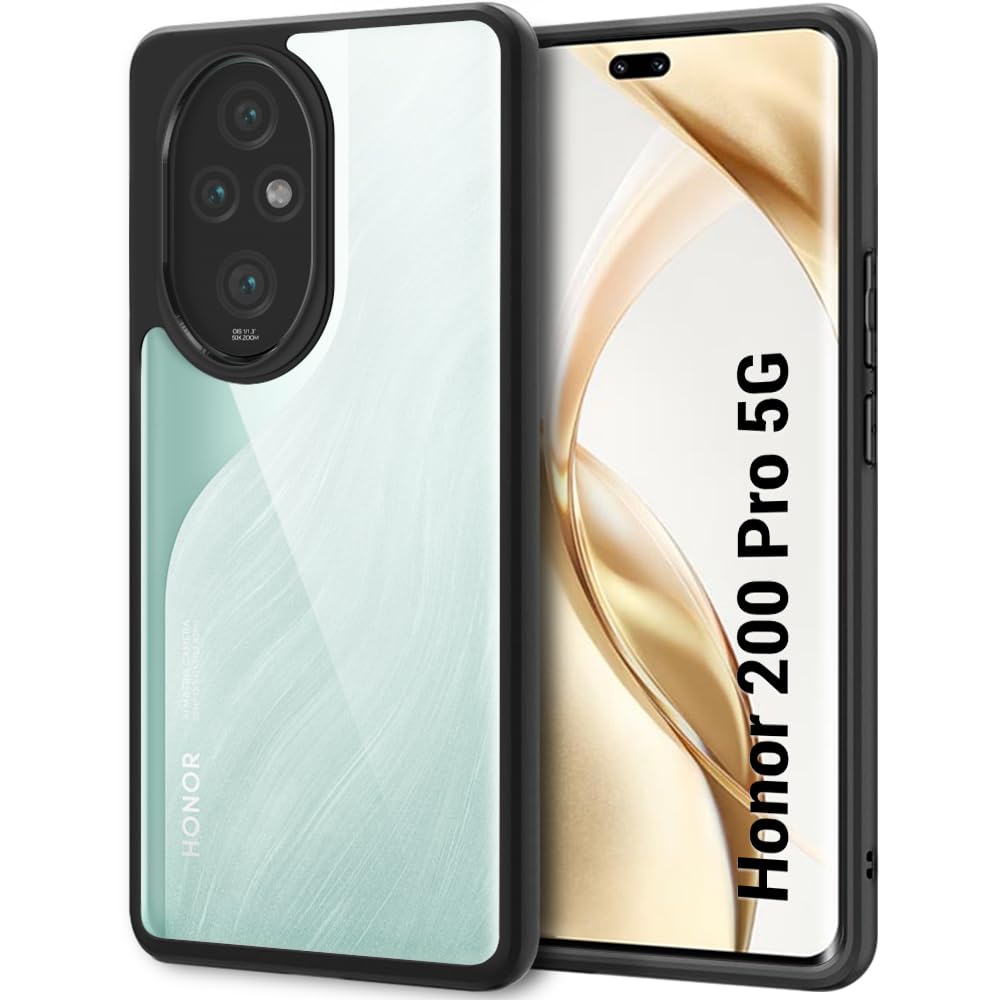 TheGiftKart Ultra-Hybrid Shockproof Back Cover Case for Honor 200 Pro 5G | Camera Protection Bump | Hard Back Cover Case for Honor 200 Pro 5G (PC & TPU, Crystal Clear Back, Black Sides) (B0D9LW2GQT) Amazon Price History, Amazon Price Tracker