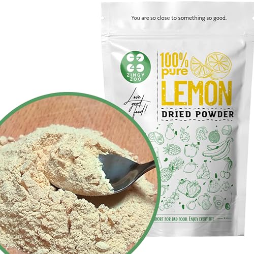 Limon Deshidratado en Polvo | 100% Natural Limon Seco | Fruta Deshidratada Sin Azucar Fruta Seca | Vegana Cruda 100% Fruta Pura en Polvo | Dried Lemon Fruit Powder | ZingyZoo (polvo fino)