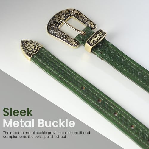 Image of 25mm Genuine Leather Waist Belt for Women - Fancy Vintage Buckle Belt For Jeans | Stylish Adjustable Party Belt For Ladies /Girls /Women | Waist Size 28-44 Inches