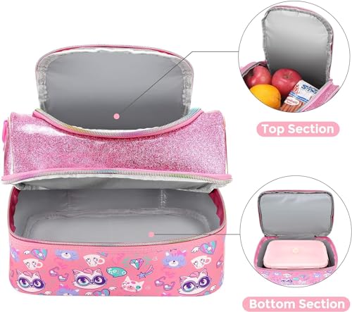 Image of Lunch Bag for Kids, Lunch Bag for Office Men, Women and Kids, Canvas Tiffin Bags for School, Picnic, Work, Carry Bag for Lunch Box and Water Bottle (Unicorn Pink Shining)
