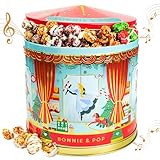 Christmas Popcorn Gift Tin - Gourmet Food Gifts - Plays Music - Chocolate & Popcorn Gift Tin, Holiday Basket - Nutcracker Suite- Bonnie and Pop