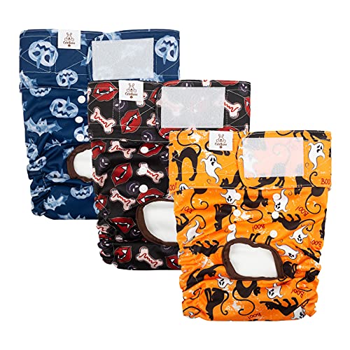 Image of CuteBone Dog Diapers Female Washable Small Medium Large 3 Pack Reusable Doggie Diapers Puppy Period Pants for Doggy Heat Cycle Peeing