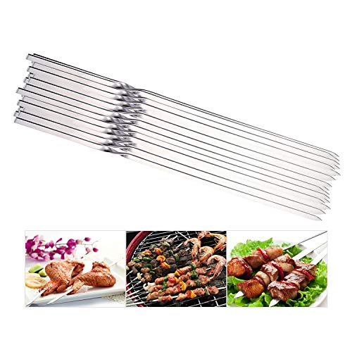 REDCAMP Flat Barbeque BBQ Skewers Stainless Steel, Set of 20, 15.3" Long Metal