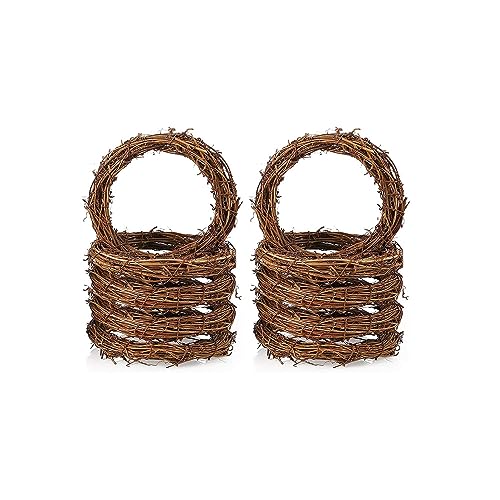 10 PCS 4 Inch Natural Rattan Ring Wreathes Vine Branch Wreath Rattan Wreath Garland Decoration for DIY Festivals Decorations, Wreath Craft and Wedding Decors