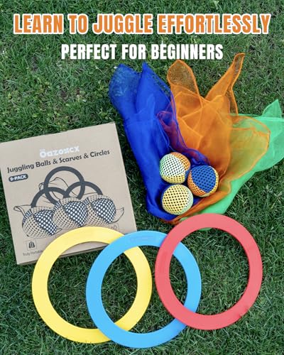 oazoxcx Juggling Starter Set of 3 Juggling Balls 3 Scarves 3 Rings Perfect for Developing Motor and Juggling Skills