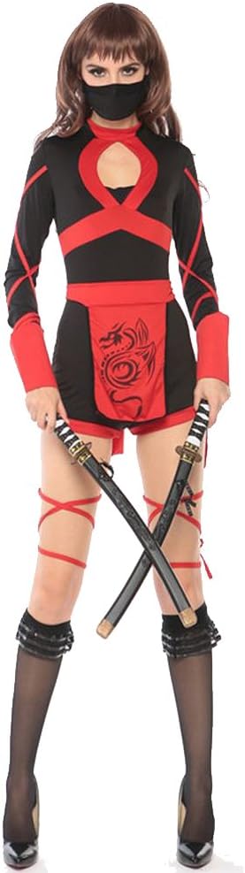 FULANDA Ladies Womens Ninja Costume Fancy Dress for Halloween