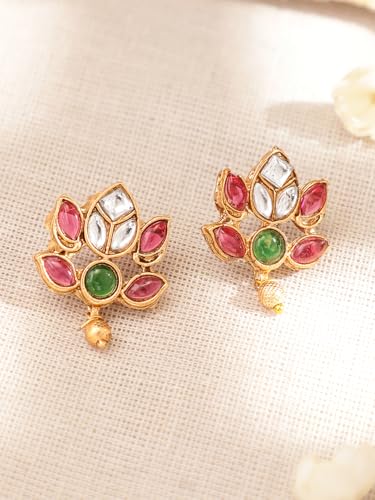 Image of Rubans Necklace Set Gold Plated Traditional Stylish Floral Theme Jewellery Gift for Women & Girls