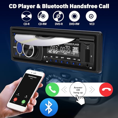 Reproductor Car Stereo UNITOPSCI Single Din CD DVD Bluetooth miniatura 2