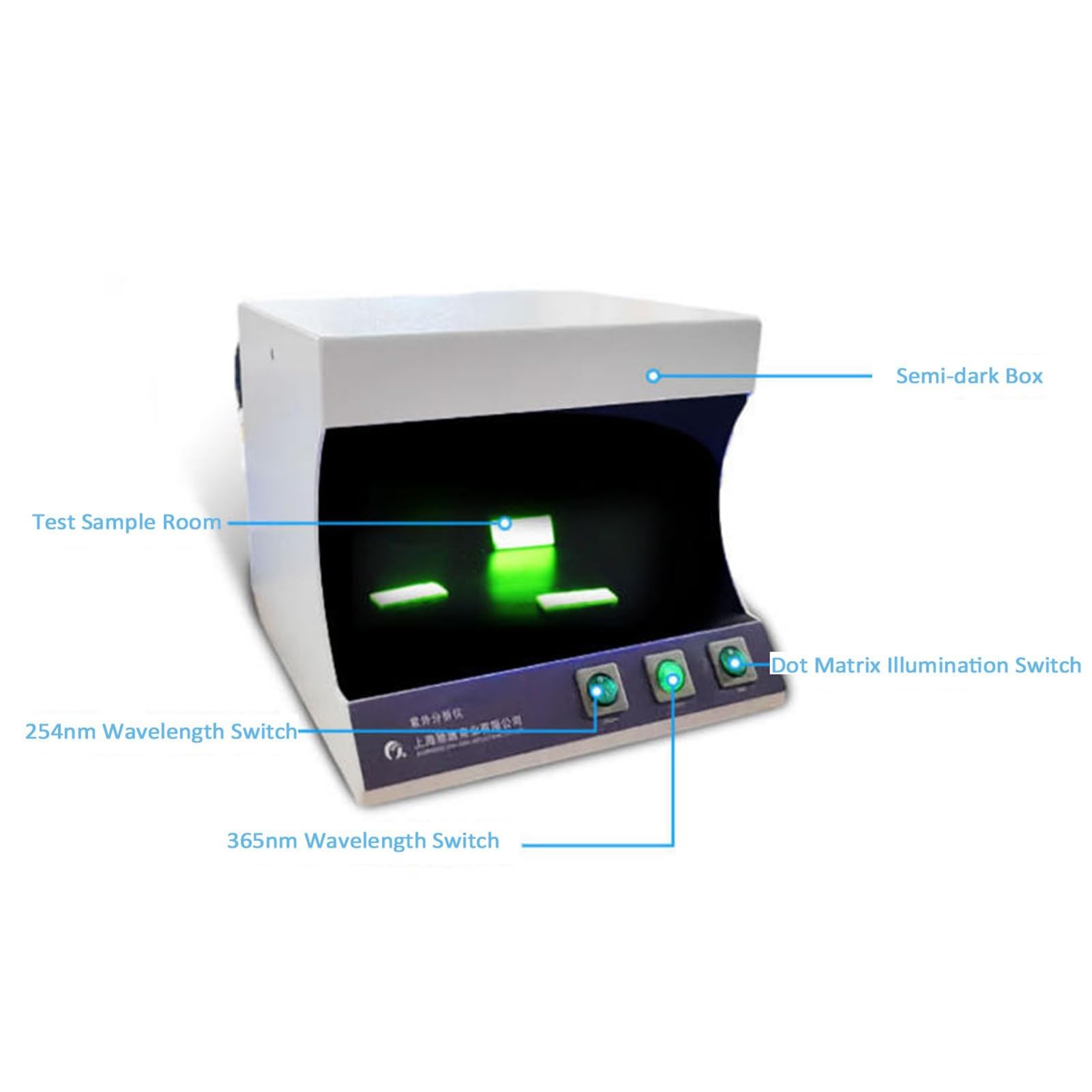 Détecteur de fluorescence de laboratoire, analyseur UV ultraviolet semi-sombre, longueur d'onde 254 nm/365 nm, filtre UV 200 x 80 mm, boîte de lampe UV for la recherche scientifique