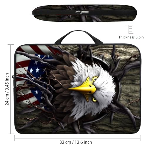 Funda para portátil 12 pulgadas con asa diseño águila americana miniatura 2