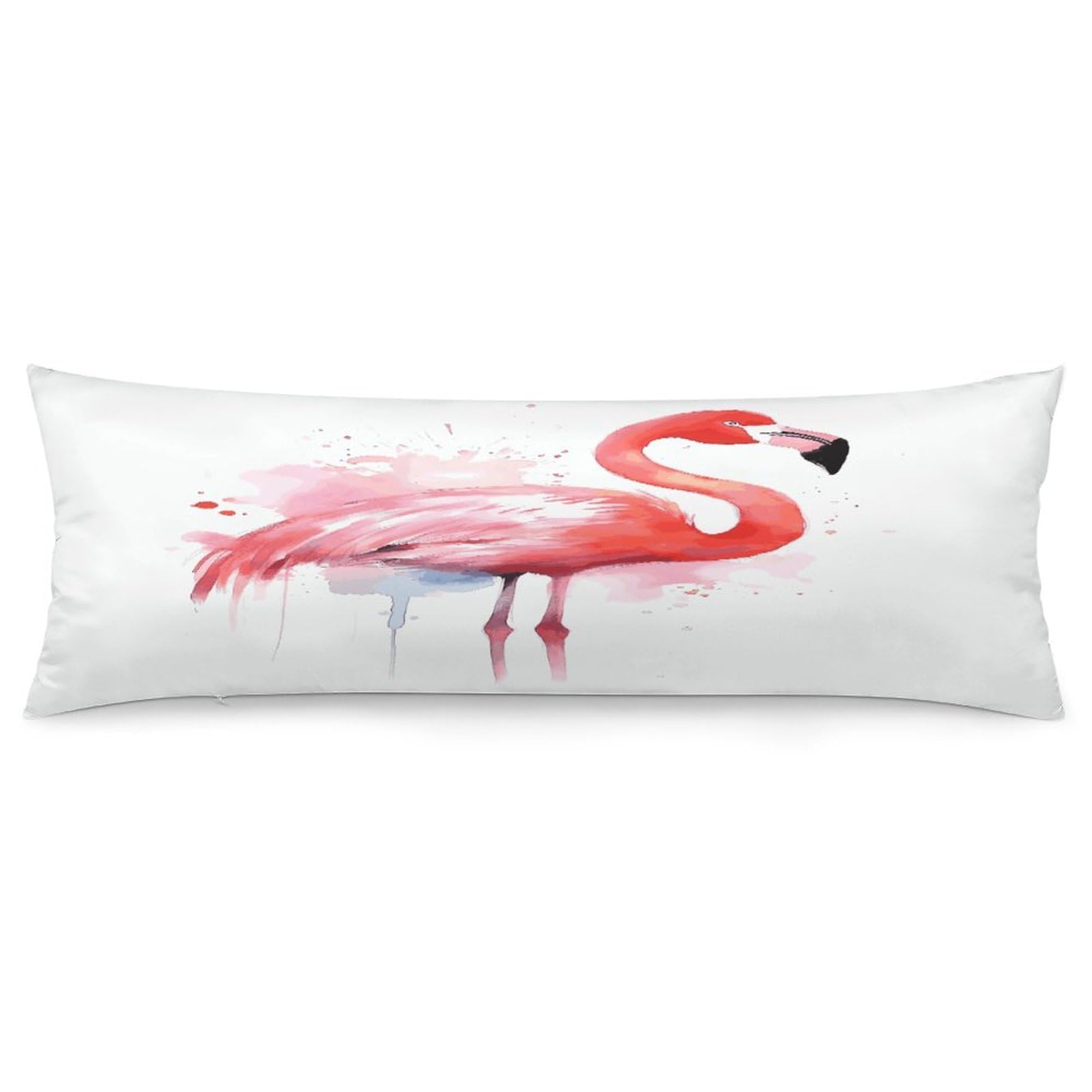 Pink Flamingo Watercolor Pillowcase Decorative Long Body Pillow Case Soft Breathable Body Pillow Cover Modern Large Pillowcase Cute Body Pillow Pillowcases for Bedroom Couch 18.9 X 53 Inch