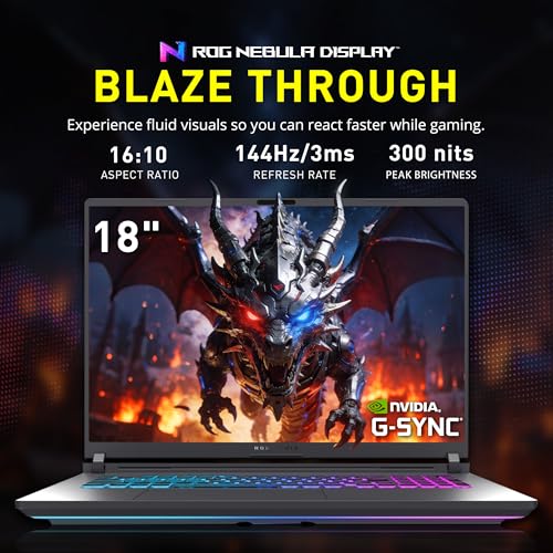 Image of ASUS ROG Strix G18 18 inch 144Hz WUXGA Gaming Laptop, Intel i9-14900HX, GeForce RTX 5070, 64GB RAM, 5TB Storage (4TB SSD+1TB Docking Station), 4-Zone RGB Backilit Keyboard, FHD IR Camera, Win 11 Pro, Gray
