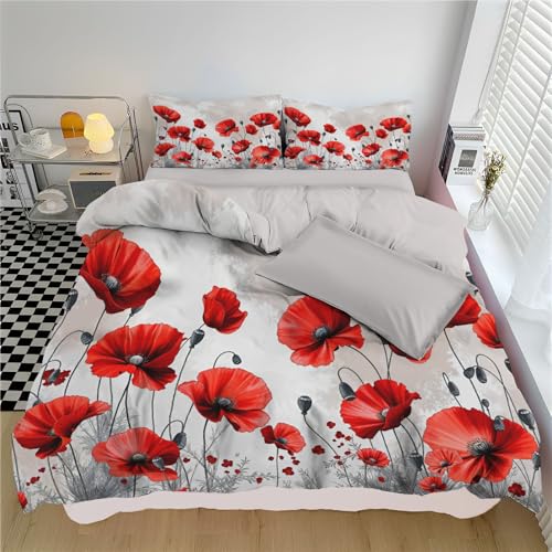 Parure de couette 140x200 rouge grisâtre en microfibres pour lit 1 personne - 2