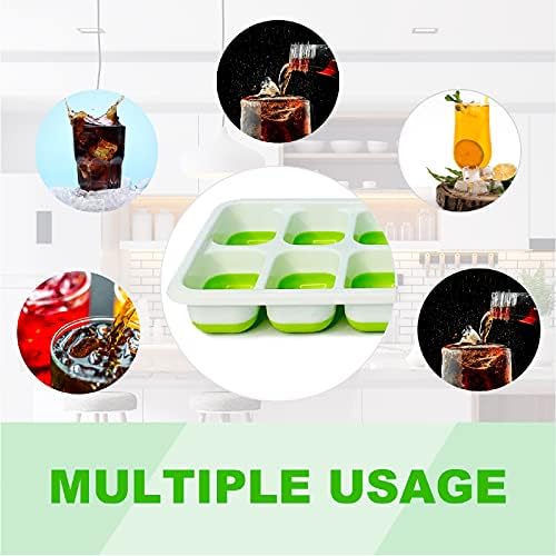 Shopzilify Silicone Ice Cube Trays with Lid | Flexible Base for Easy Release Ice Cubes | Ice Cube Tray Silicone with Non-Spill Removable Lid | LFGB Certified and BPA Free | Set of 6 Packs | Multicolor