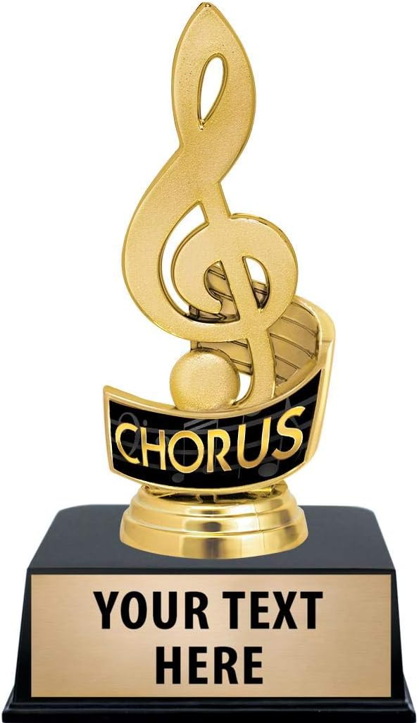 Crown Awards Chorus Trophies with Custom Engraving, 6" Personalized Music Treble Clef Chorus Trophy On Black Base Prime