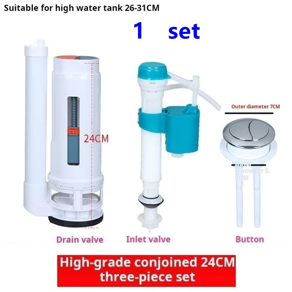 1 Juego de accesorios de reparación de tanque de agua de válvula de llenado de doble descarga, válvula de cisterna de drenaje de inodoro de durabilidad(24cm)