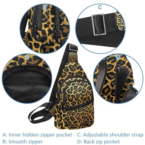 Sac banane motif léopard doré multicolore avec sangle réglable - 2