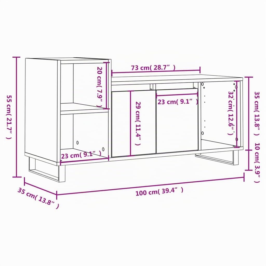 vidaXL Mobile Porta TV Bianco 100x35x55 cm in Legno Multistrato
