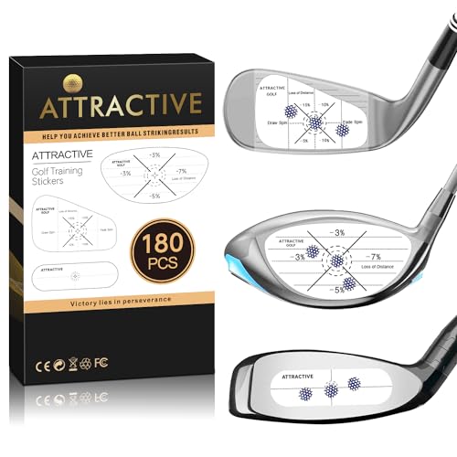 ATTRACTIVE Golf Impact Tape Set, 180 Pcs Club Impact Stickers for Golf Clubs, Self-Teaching Sweet Spot and Consistency Analysis, Useful Training Aid Improve Swing Accuracy (180)