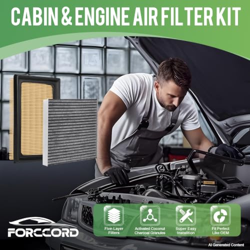 Image of Cabin & Engine Air Filter Kit for Toyota Prius 2016-22 (1.8L Hybrid) | for Prius Prime 2017-22 (1.8L Hybrid), Corolla 2020-21 (1.8L Hybrid), Replace#CF12157 17801-21060, Air Filter Car Accessories