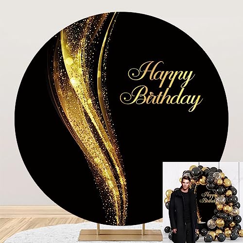 Background pour Femmes Fête d'Anniversaire 2m | Décoration Arche Ronde Or et Noir